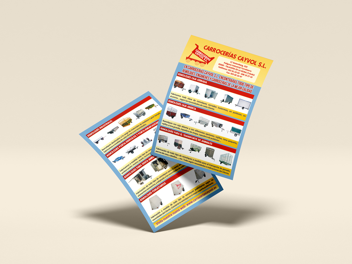 Diseño e impresión de flyers para Carrocerías Cayvol - Diseño gráfico en Toledo