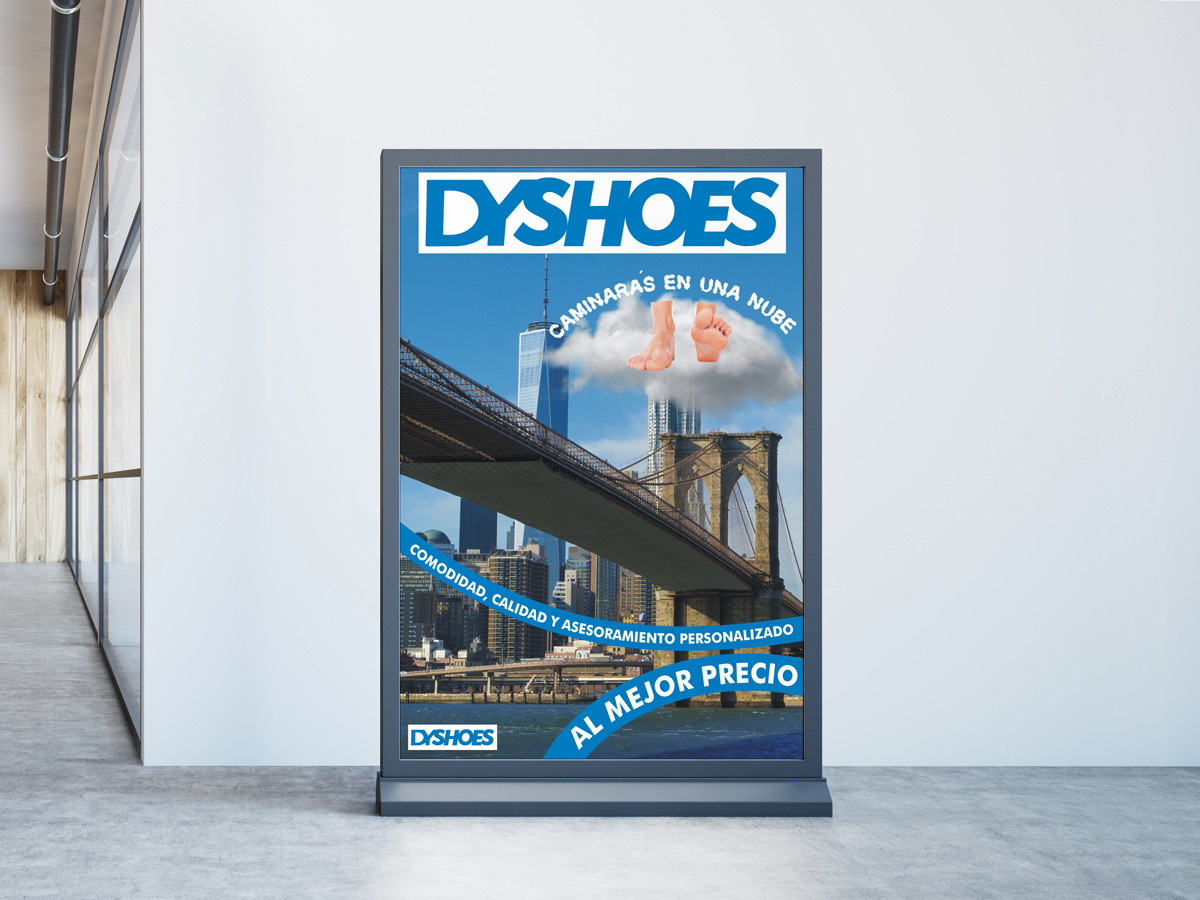 Diseño de cartel para el escaparate de Dyshoes - Diseño gráfico en Toledo
