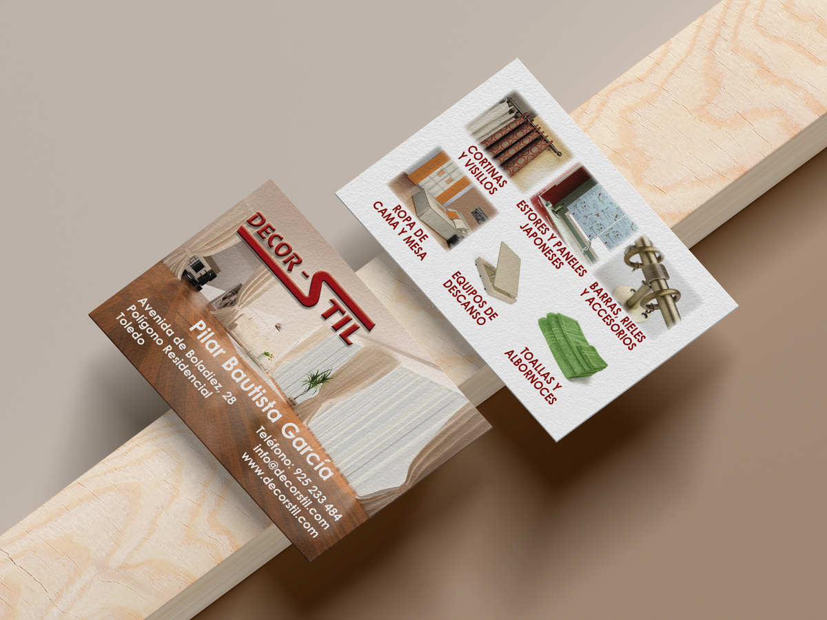 Diseño e impresión de tarjetas de visita para Decorstil - Diseño gráfico en Toledo
