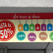 Diseño e impresión de cartel de lona para 3bs Boots & Shoes - Diseño gráfico en Toledo