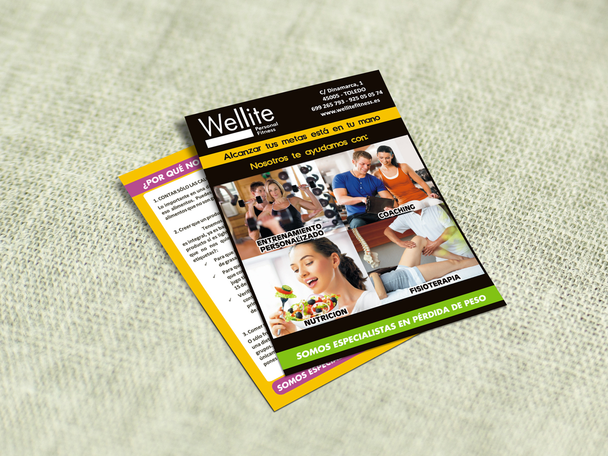 Diseño e Impresión de Flyers para Wellite Fitness - Diseño Gráfico en Toledo